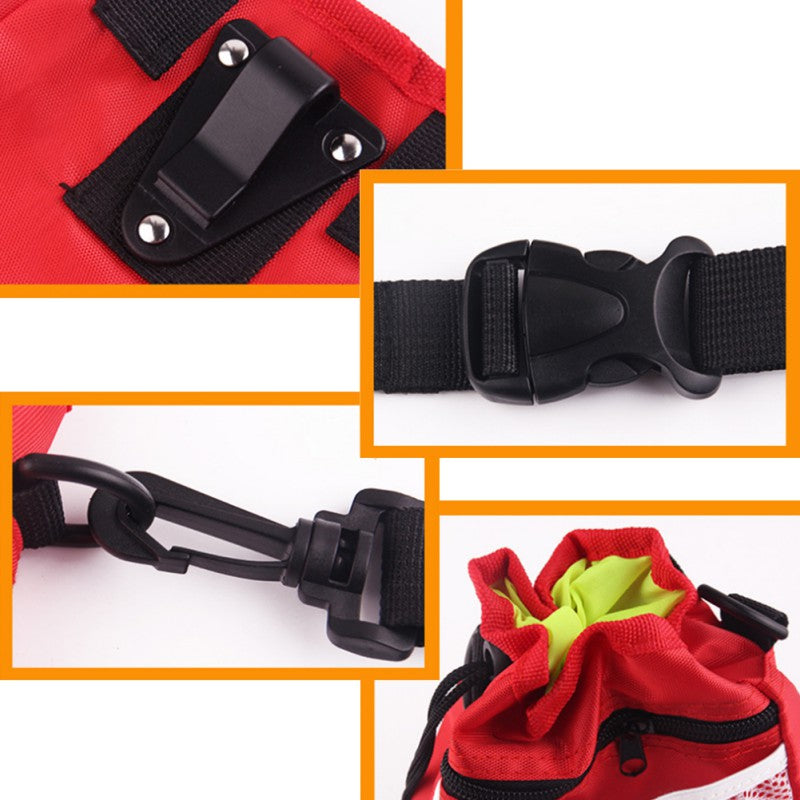 TrekPouch detail photos showing the belt, buckle and attachment hardware