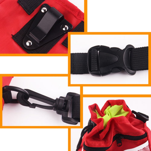 TrekPouch detail photos showing the belt, buckle and attachment hardware